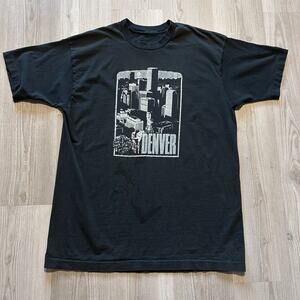 Men's Vintage 80's Denver Colorado City Skyline Black Gray Tee Shirt Sz XL VTG